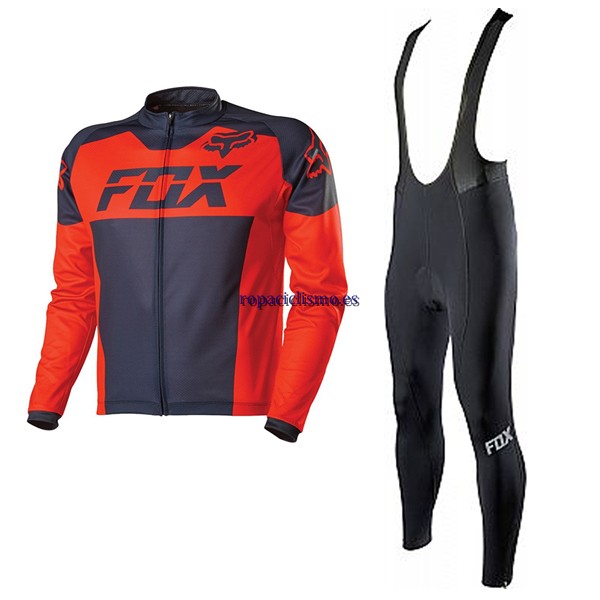 2017 Maillot Fox Tirantes Mangas Largas negro y rojo