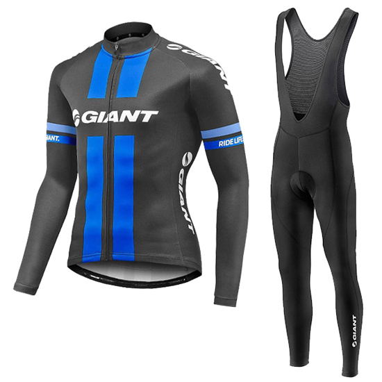 2016 Maillot Giant Tirantes Mangas Cortas Negro Y Azul