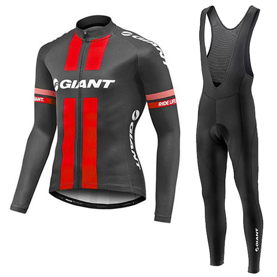 2017 Maillot Giant Tirantes Mangas Largas rojo e gris