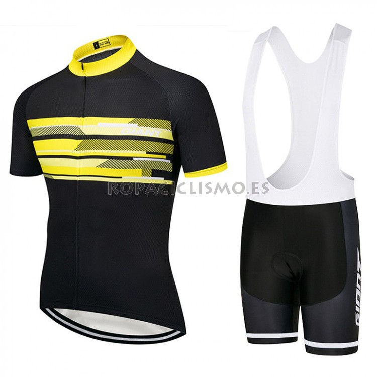 2018 Maillot Giant Tirantes Mangas Cortas Negro y Amarillo