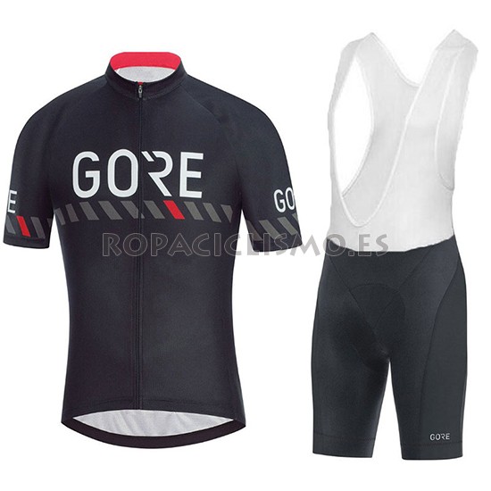 2018 Maillot Gore C3 Tirantes Mangas Cortas Negro