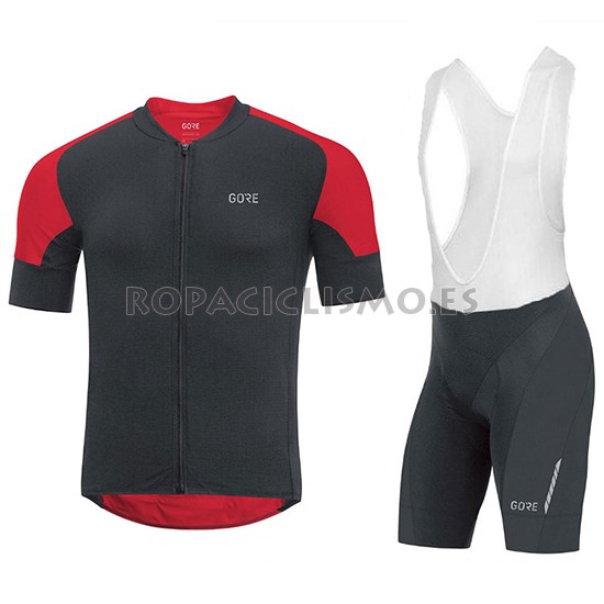 2018 Maillot Gore C7 Cc Tirantes Mangas Cortas Negro y Rojo