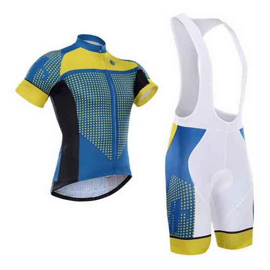 2015 Maillot Hincapie Tirantes Mangas Cortas Azul Y Amarillo