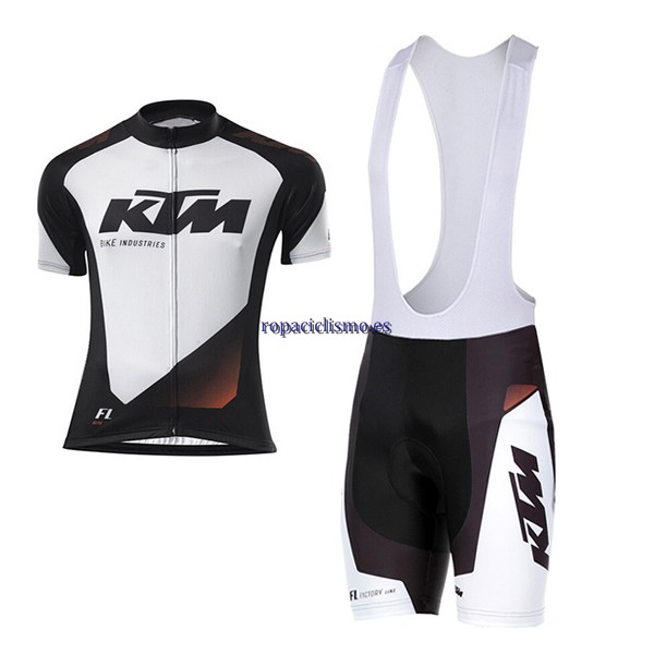 2017 2016 Maillot KTM Tirantes Mangas Cortas blanco y negro