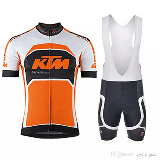 2018 Maillot Ktm Tirantes Mangas Cortas Blanco Naranja