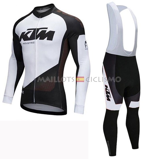 2019 Maillot KTM Tirantes Mangas Largas Negro Blanco