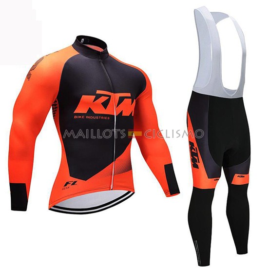 2019 Maillot KTM Tirantes Mangas Largas Negro Naranja