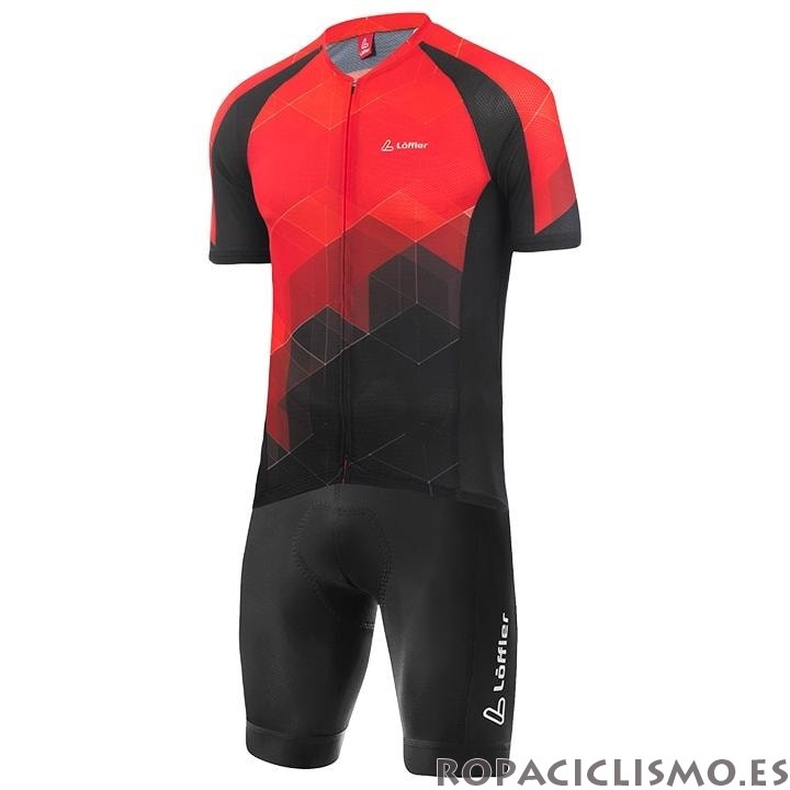 2020 Maillot Loffler Tirantes Mangas Cortas Negro Rojo