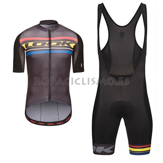 2017 Maillot Look Aero Carrera Tirantes Mangas Cortas Negro y Am