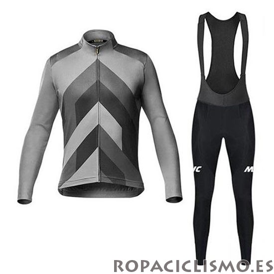 2020 Maillot Mavic Tirantes Mangas Largas Gris