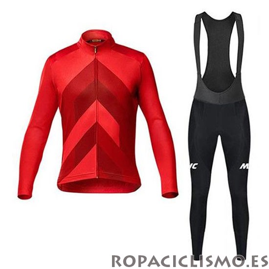 2020 Maillot Mavic Tirantes Mangas Largas Rojo