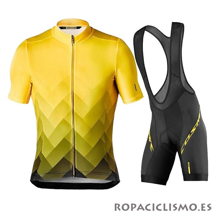 2020 Maillot Mavic Tirantes Mangas Cortas Amarillo Negro