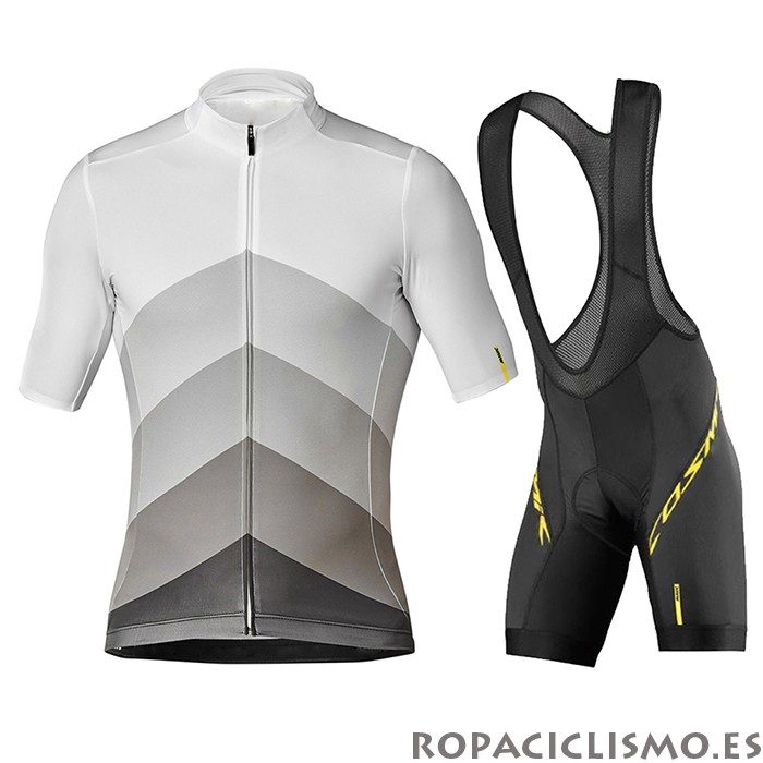 2020 Maillot Mavic Tirantes Mangas Cortas Gris Negro