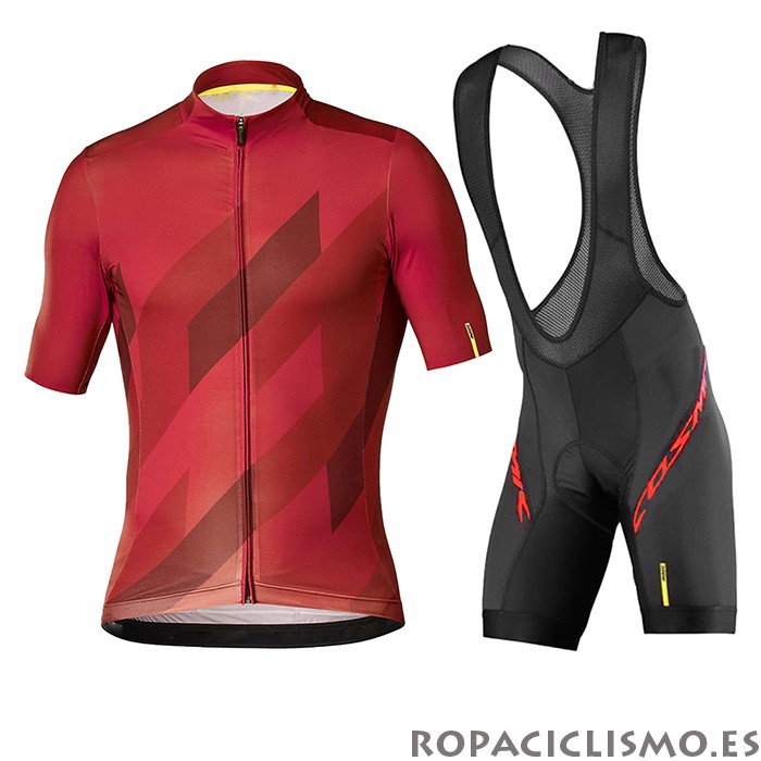 2020 Maillot Mavic Tirantes Mangas Cortas Negro Rojo