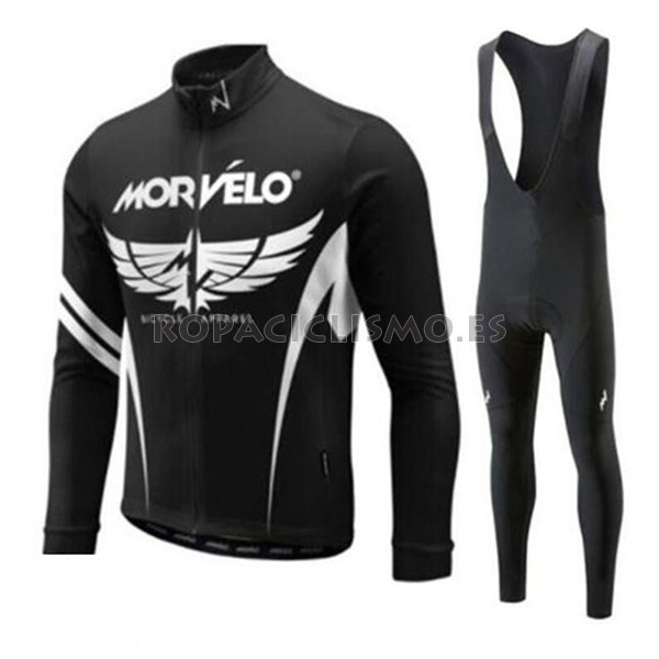 2018 Maillot Morvelo Tirantes Mangas Cortas Negro Blanco