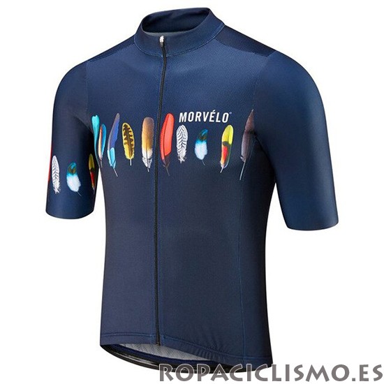 2019 Maillot Morvelo Tirantes Mangas Cortas Apagado Apagado Azul