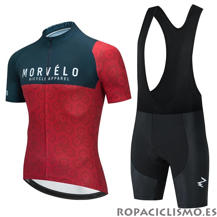 2021 Maillot Morvelo Tirantes Mangas Cortas Rojo Profundo Verde