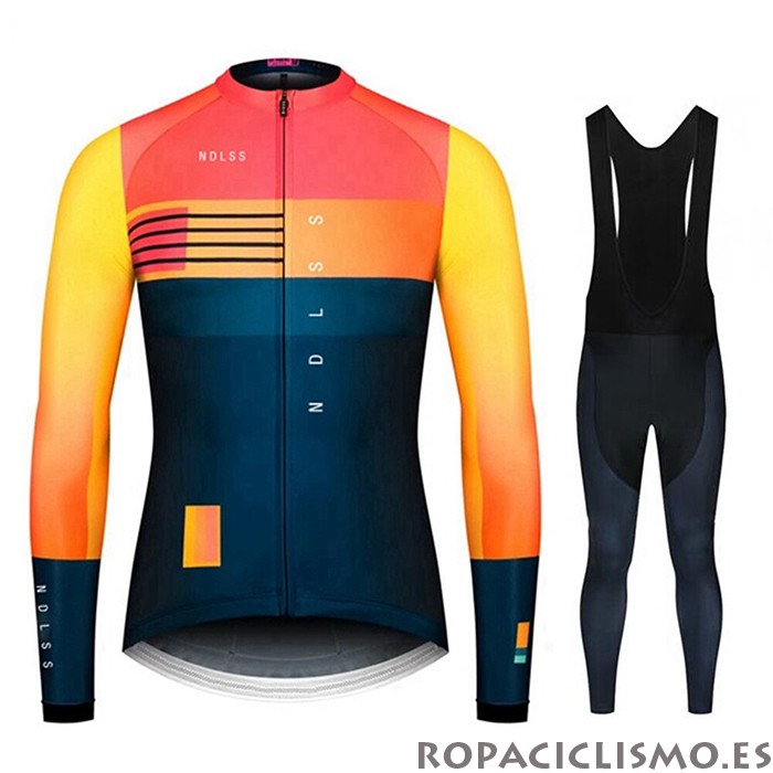 2020 Maillot NDLSS Tirantes Mangas Largas Azul Amarillo