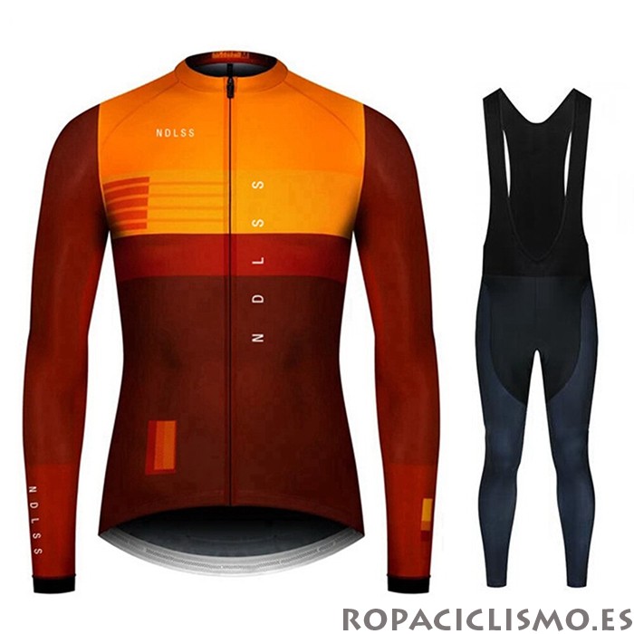 2020 Maillot NDLSS Tirantes Mangas Largas Marron Amarillo