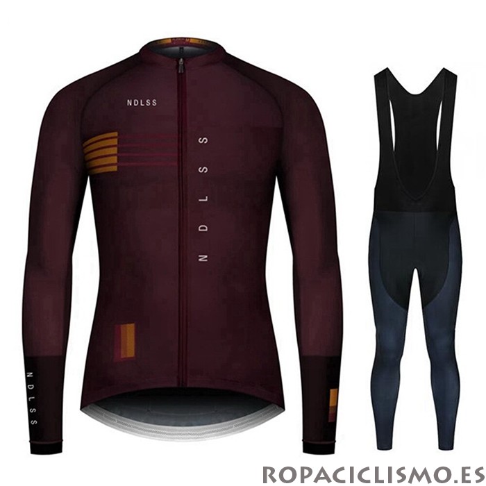 2020 Maillot NDLSS Tirantes Mangas Largas Marron Rojo