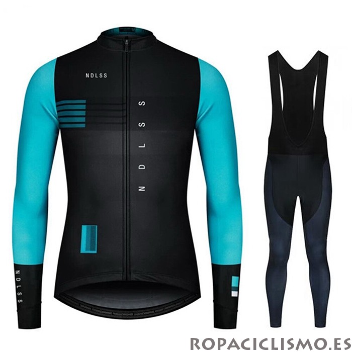 2020 Maillot NDLSS Tirantes Mangas Largas Negro Azul Claro