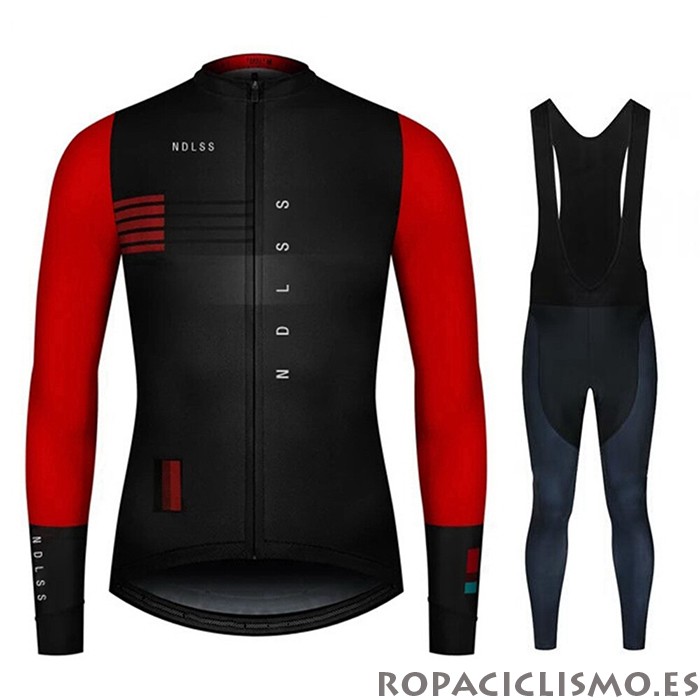 2020 Maillot NDLSS Tirantes Mangas Largas Negro Rojo