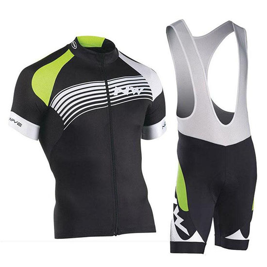 2019 Maillot Northwave Tirantes Mangas Cortas Negro Verde Blateado