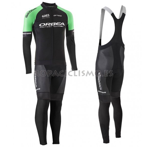 2017 Maillot Orbea Tirantes Mangas Largas Negro y Verde