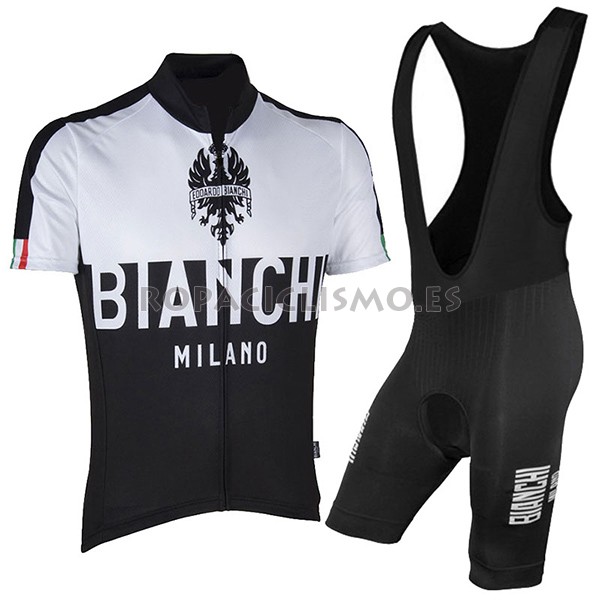 2017 Maillot Bianchi Mouwen Milano tirantes mangas cortas negro