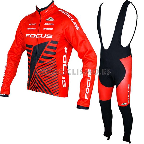 2017 Maillot Focus XC tirantes mangas largas rojo