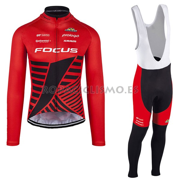 2017 Maillot Focus XCtirantes mangas largas scuro rojo