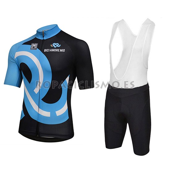 2018 Maillot Bici Amore Mio Tirantes Mangas Cortas Negro y Azul