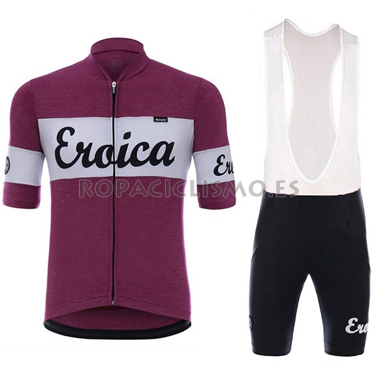 2018 Maillot Eroica Vino Tirantes Mangas Cortas Spento Rojo