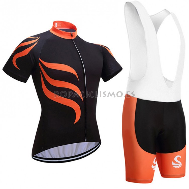 2018 Maillot Snovaky Tirantes Mangas Cortas Negro y Naranja