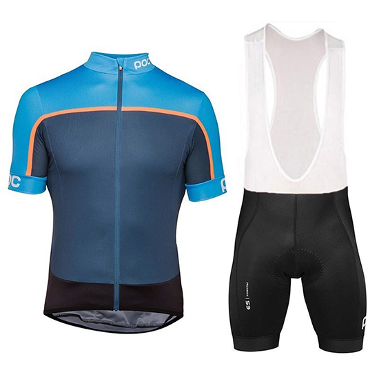 2018 Maillot POC Essential Road Block Tirantes Mangas Cortas Azul