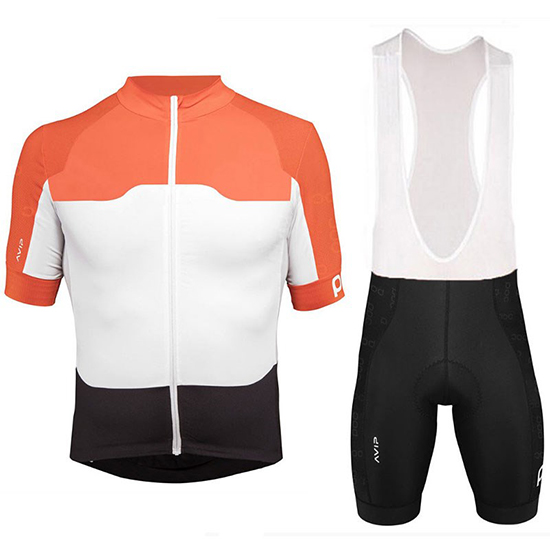 2018 Maillot POC Tirantes Mangas Cortas Naranja Blanco Negro