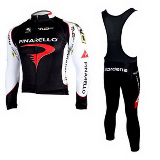 2010 Maillot Pinarello Tirantes Mangas Largas Negro Y Blanco