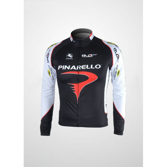 2010 Maillot Pinarello Tirantes Mangas Largas Negro Y Blanco