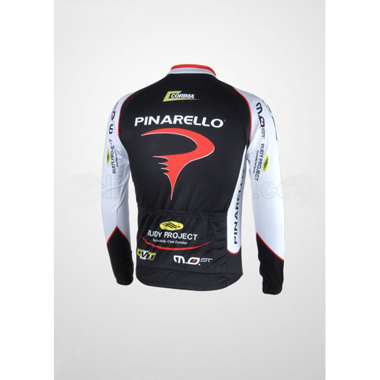 2010 Maillot Pinarello Tirantes Mangas Largas Negro Y Blanco
