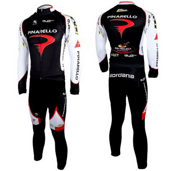 2010 Maillot Pinarello Tirantes Mangas Largas Negro Y Blanco