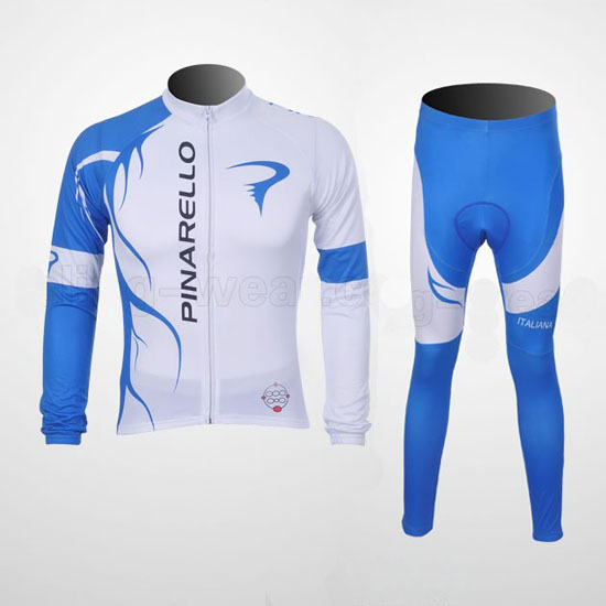 2011 Maillot Pinarello Tirantes Mangas Largas celeste Y Blanco