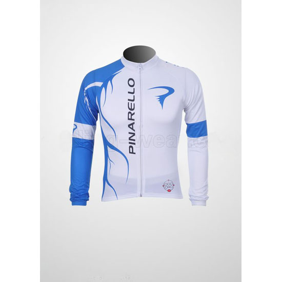2011 Maillot Pinarello Tirantes Mangas Largas celeste Y Blanco