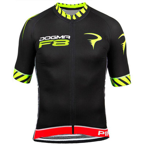 2015 Maillot Pinarello Tirantes Mangas Cortas Negro Y Amarillo