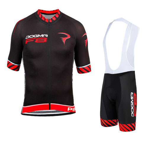 2015 Maillot Pinarello Tirantes Mangas Cortas Negro Y Rojo