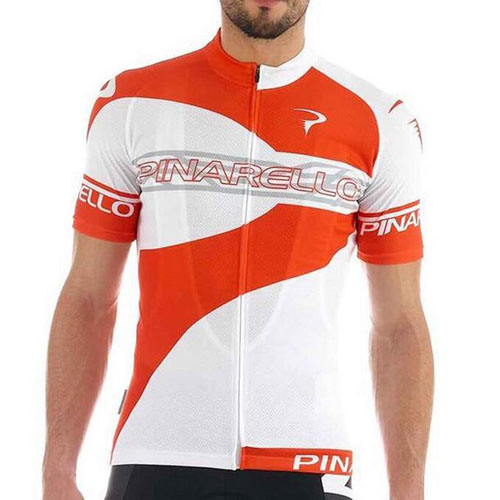 2016 Maillot Pinarello Tirantes Mangas Cortas Blanco Y Naranja