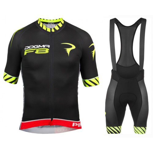 2016 Maillot Pinarello Tirantes Mangas Cortas Negro Y Amarillo