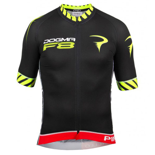 2016 Maillot Pinarello Tirantes Mangas Cortas Negro Y Amarillo