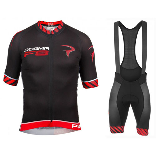 2016 Maillot Pinarello Tirantes Mangas Cortas Negro Y Rojo