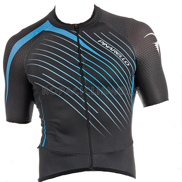 2017 Maillot Pinarello tirantes mangas cortas azul y negro