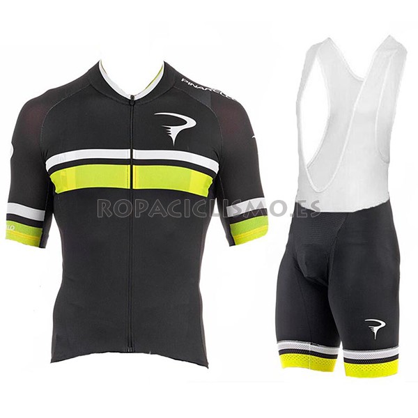 2017 Maillot Pinarello tirantes mangas cortas negro y amarillo